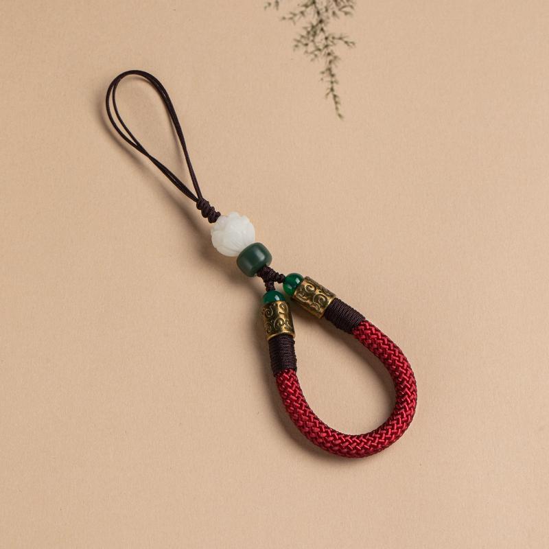 Sturdy Anti-Drop Bodhi Lotus Phone Lanyard with Finger Ring & USB Flash Drive Pendant - Universal for Men & Women