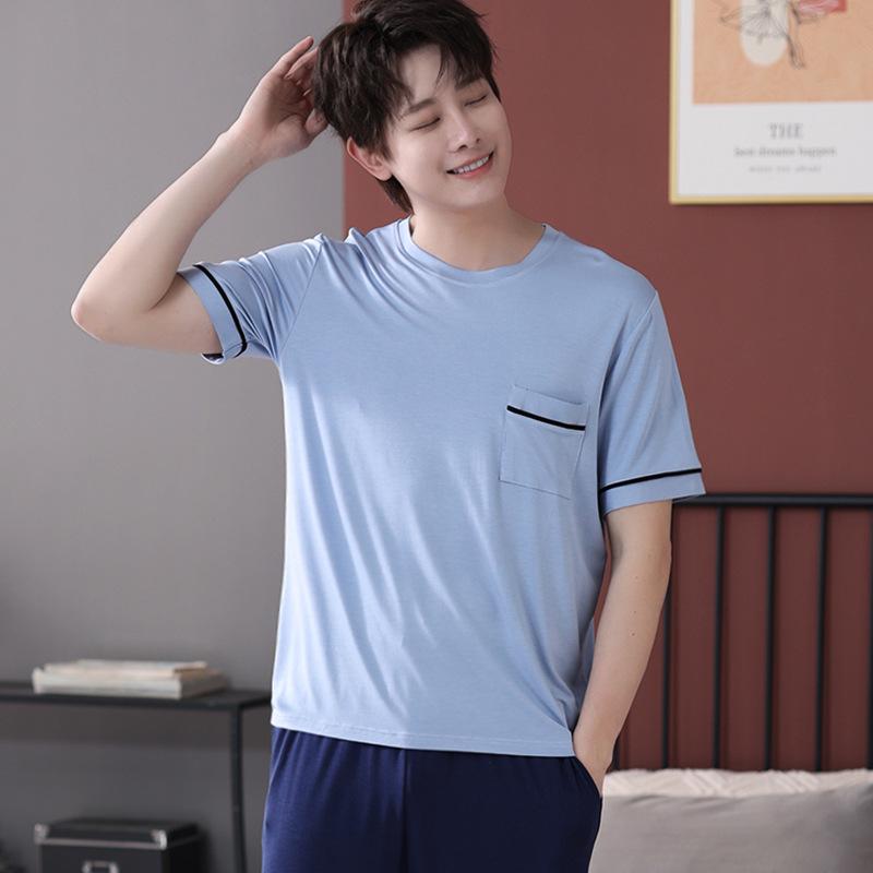Men's Summer Modal Short-Sleeve Pajama Top - Casual and Lightweight Homewear