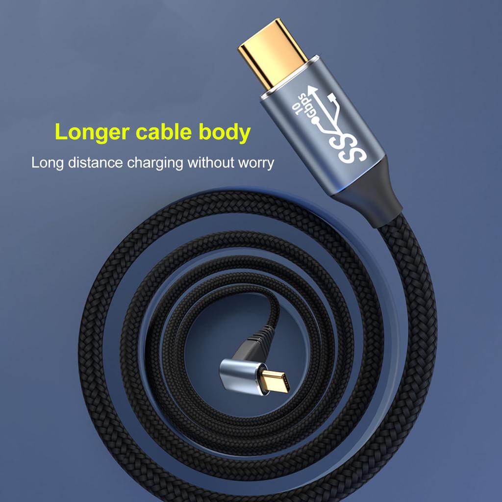 90 Degree USB C Cable 4K 60Hz Supports PD100W Type C 3.2 Gen2 Full Function USB C Fast Charging Cord for