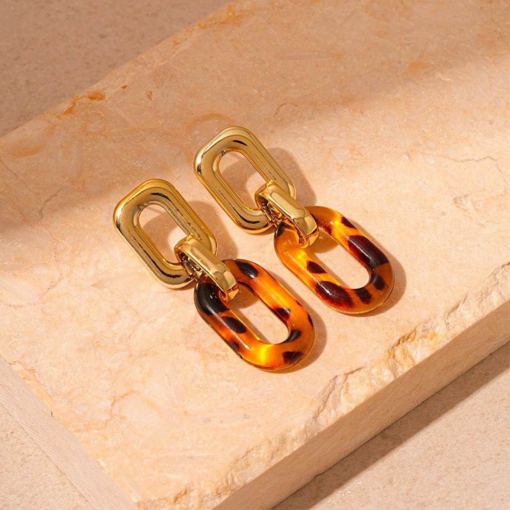 Acrylic Resin Geometric Oval Women Earrings Retro Leopard Earring For Women Fashion Party Jewelry Accessories Dropshipping