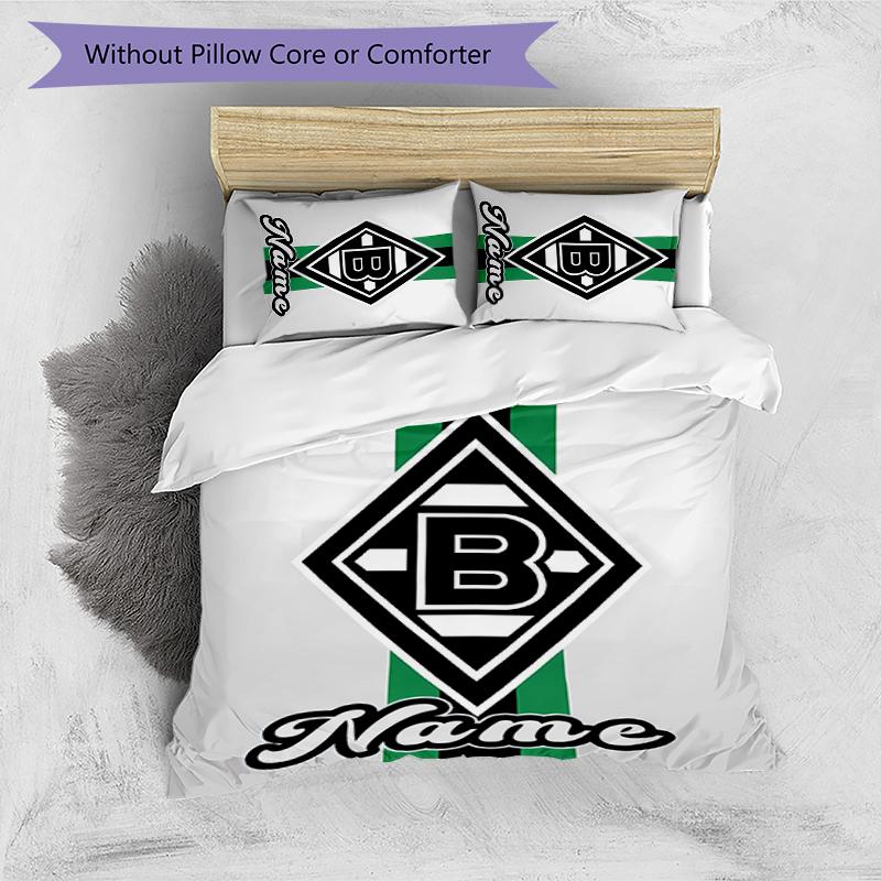 3pcs Custom Name Borussia Mönchengladbach Bedding Set Duvet Cover Closure Includes 1 Duvet Cover & 2 Pillowcases for All Seasons Bedroom Decor