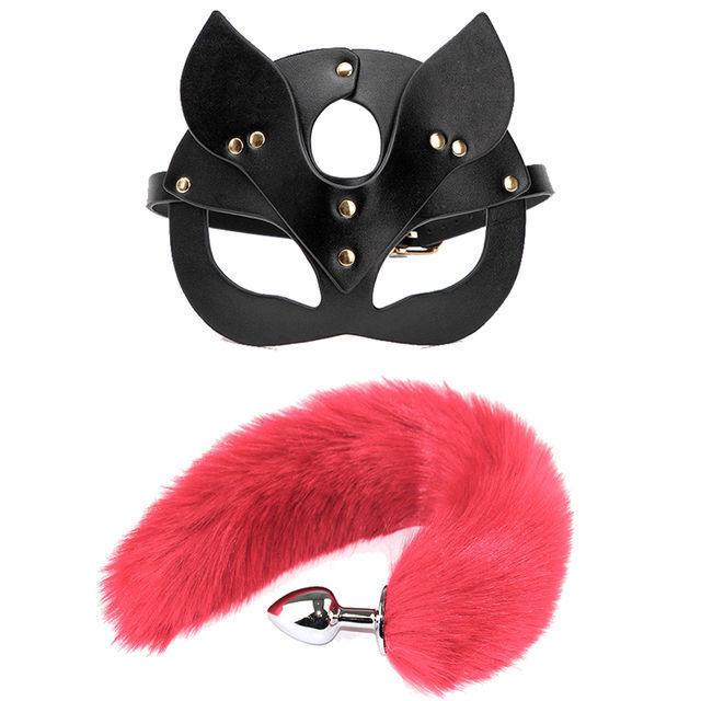 Masque de renard queue Cosplay masque pour les yeux bouchon anal en métal jeu de rôle SM accessoire jouets sexuels pour