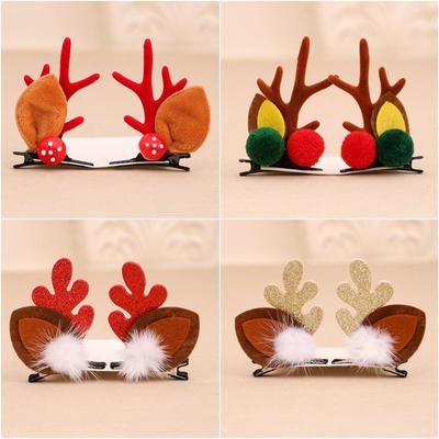 Christmas Children's Small Gift Gift Gold Pink Antler Mink Hair Clip Hair Clip Set Headdress Christmas Head Buckle