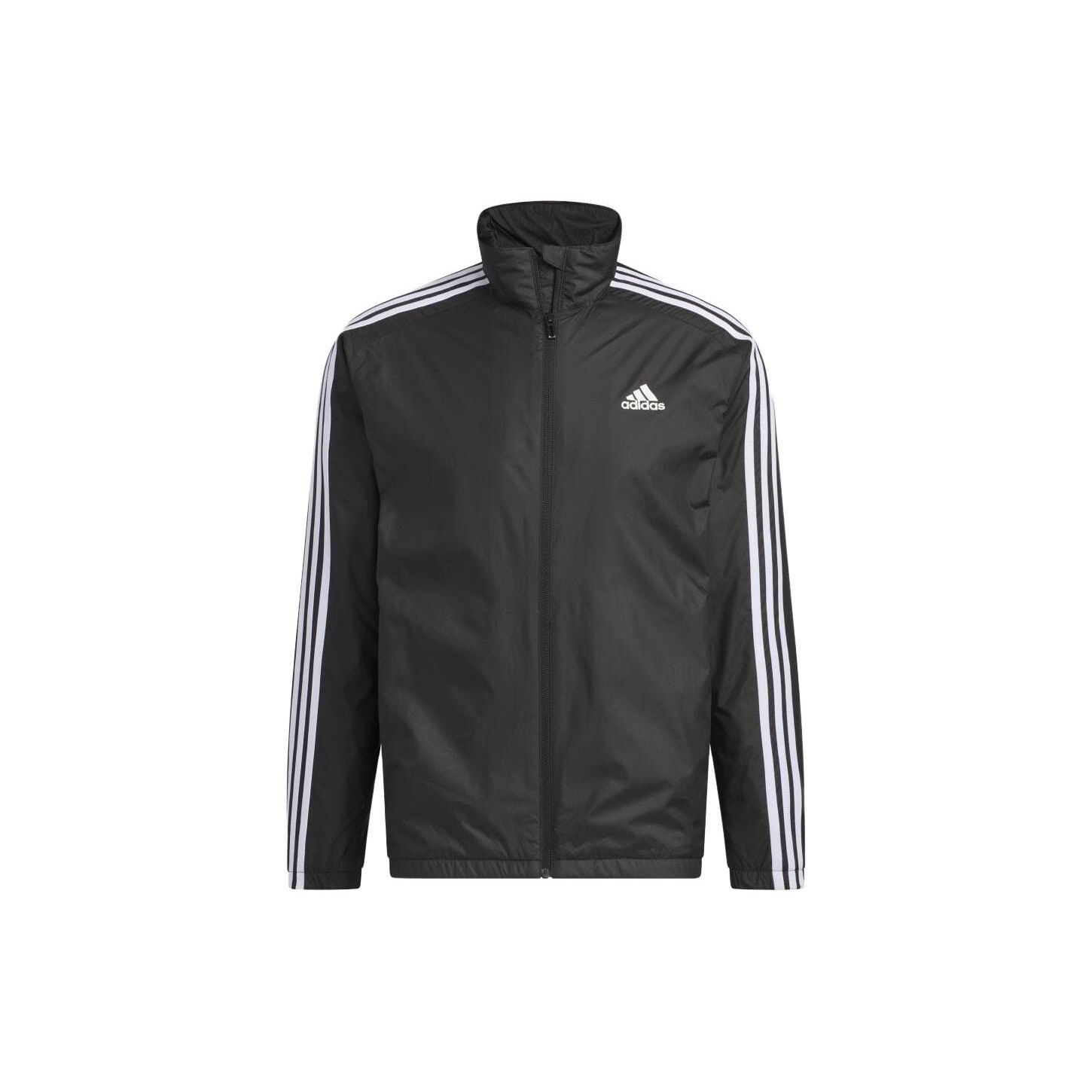 

Adidas Three Stripes Logo Vintage Sports Stand Collar Printed Zip Long Sleeve Jacket Men jackets Black IK7335 M