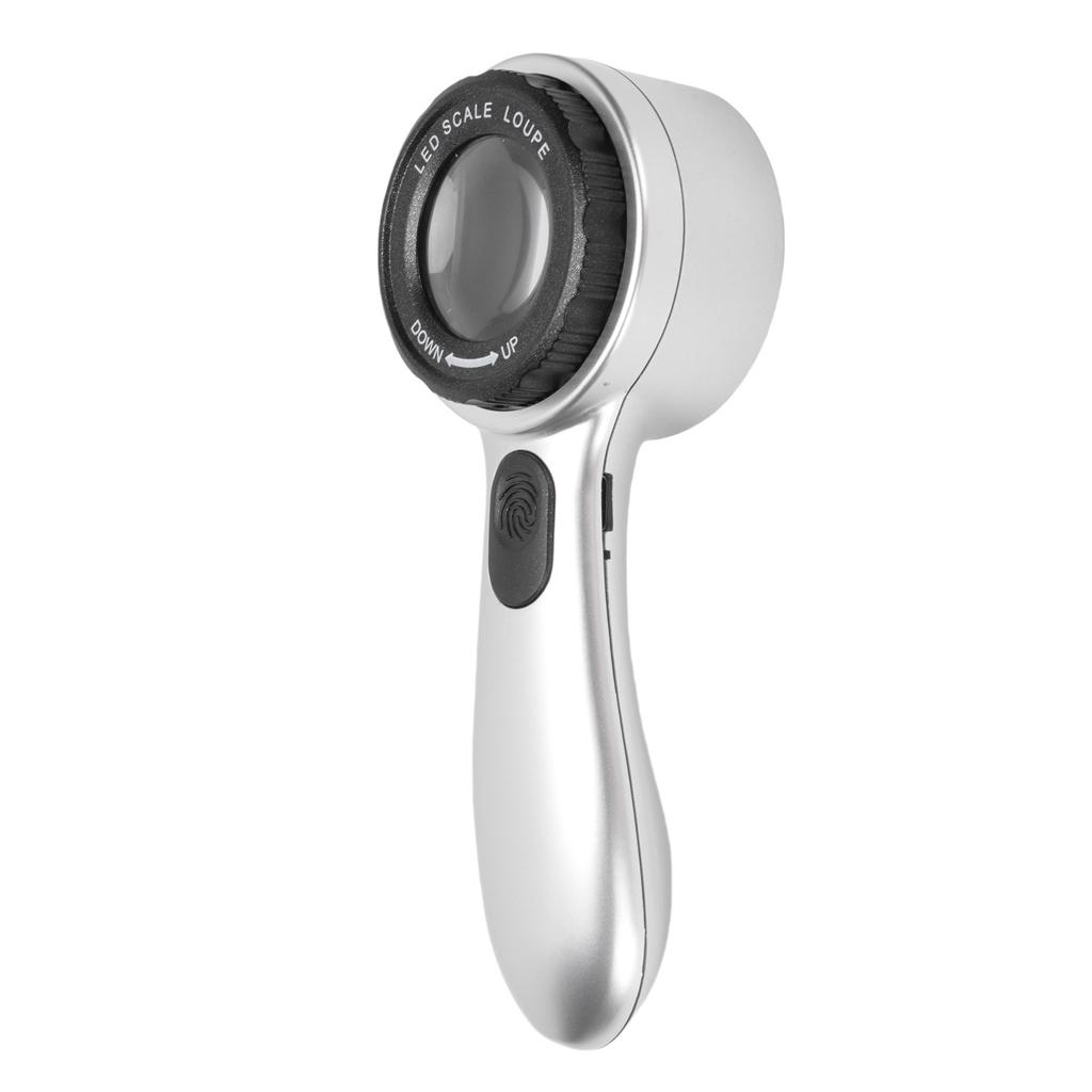 30X Handheld Magnifier LED Lighted Rechargeable Magnifying Glass for Jewelry Calligraphy Inspection 4 Lighting Modes