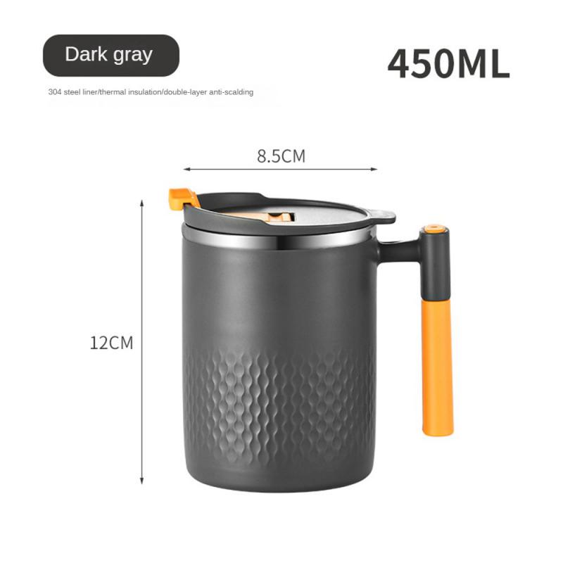 

Термокружка для кофе с ручкой, защита от ожогов, с изоляцией, из нержавеющей стали 304, термокружка для молока, двухслойная чашка для кофе, чашка для чая, домашний инструмент 401-500ml темно-серого