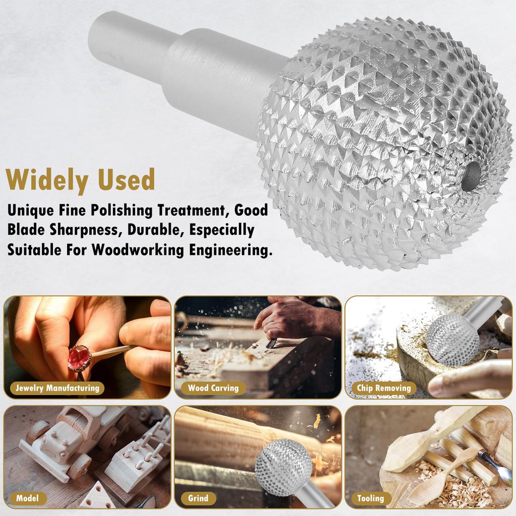 New Sphere Rotary Burr Carbon Steel Wood Carving Burr 10mm Ball Cutter Wood Carving Gouge Grinding Head Polishing Engraving Ball