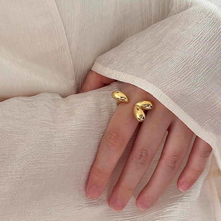 Sweet Heart Adjustable Women's Geometric Water Drop Ring - Trendy, Versatile, Niche Design Index Finger Ring