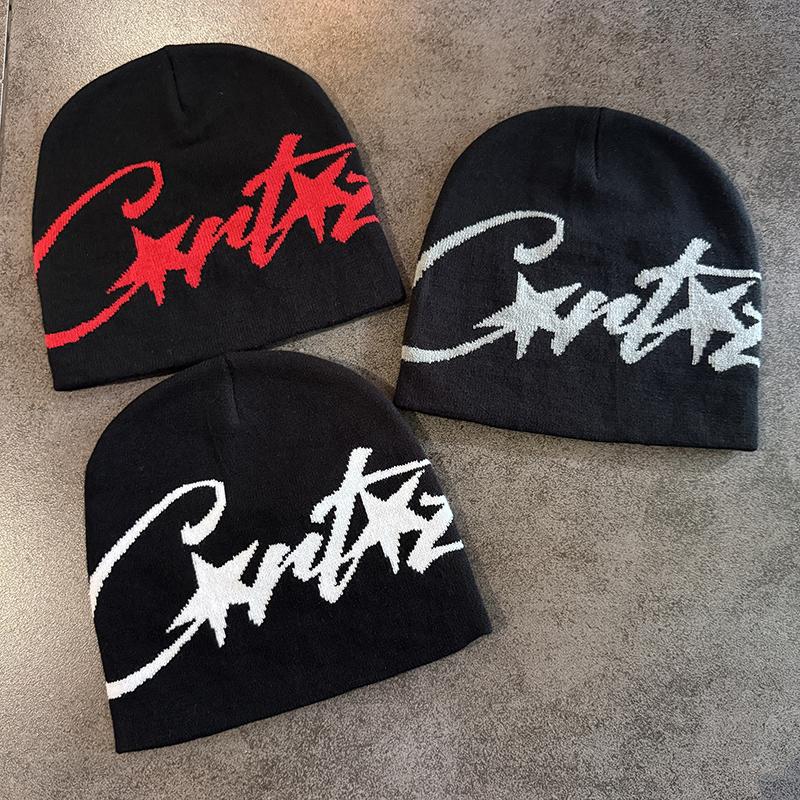 Street Letter Contrast Color Wool Knitted Hats Autumn Winter Warm Y2K Hip Hop Cap Accessory