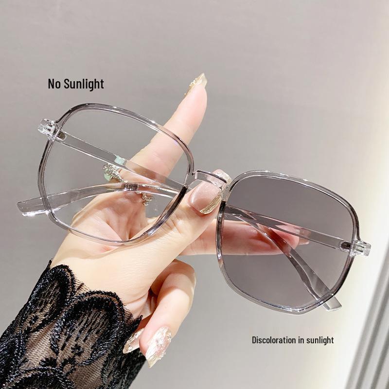 Large Frame Photochromic Anti-Blue Light Glasses for Students - Retro Style