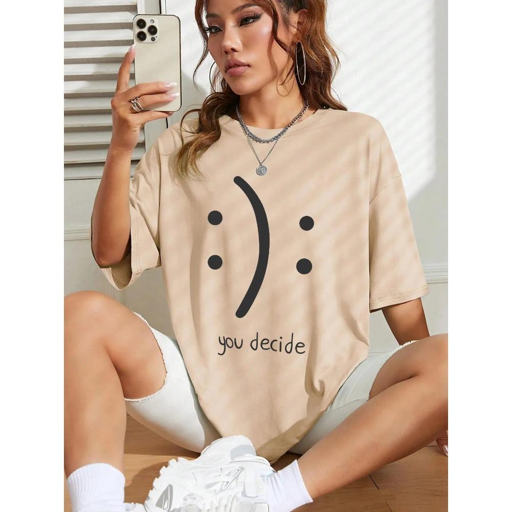 It'S Okay You Decide On It Cotton Print Women T-Shirt Harajuku Loose T-Shirts Hip Hop Casual Tshirt Creativity Fashion T-Shirt