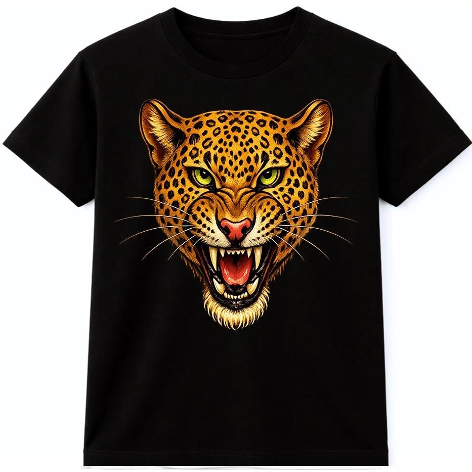 Leopard Face T Shirt Fierce Big Cat Predator Wildlife Animal Graphic Tee S