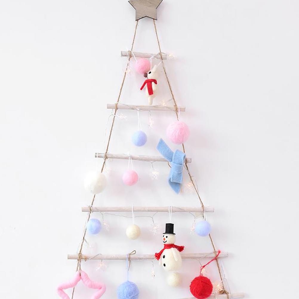 Wooden Hanging Ornaments with Star and Rope  Decoration for Wall Christmas Tree