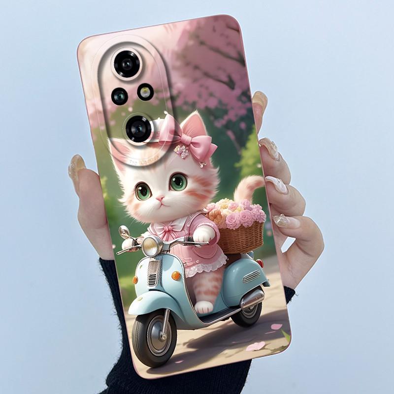 Cartoon Case For Honor 200 100 Honor200 Honor100 Pro Lite 5G Liquid Silicone Camera Lens Protector Phone Case Soft Back Cover