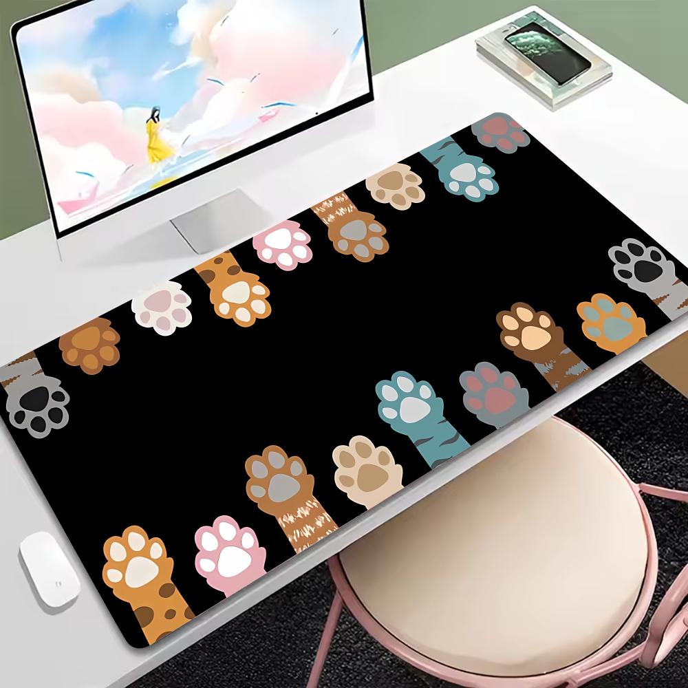Cute Cat Mouse Pad XXL Large Gaming Desk Mat Kawaii Keyboard Pad Anti-Slip Rubber LockEdge Computer Table Mat Office Accessories