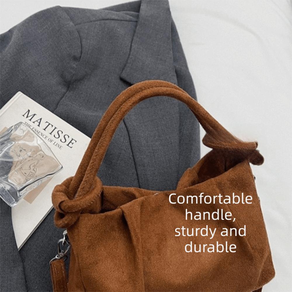 Casual Suede Leather Crossbody Bag Magnetic Closure Wrinkle Texture Shoulder Bag Soft Handle Commuting Bag Commuting