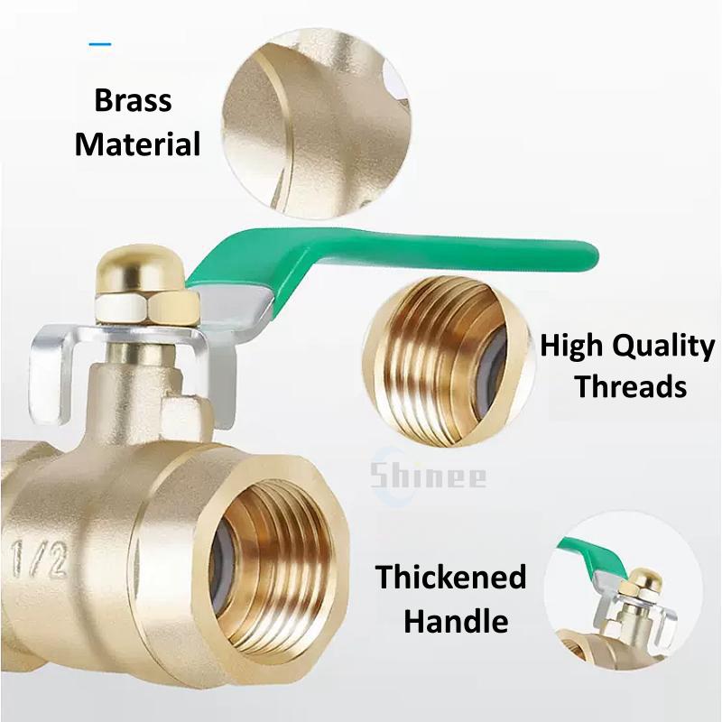 Brass Ball Valve 3/8'' 1/4'' 1/2" Male To Female Thread Connector Joint Copper Pipe Fitting Coupler Adapter 8/10/12mm Hose Barb