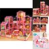 Colorful Led Light Huge Dollhouse 14 Rooms 7 Designs Perfect Gift For Girls