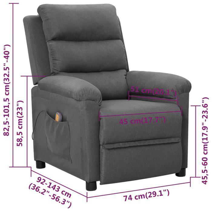 VidaXL Fauteuil de Massage, Siège Inclinable avec Dossier et Repose-pied Réglables, Chaise de Salle de Séjour Salon 342351