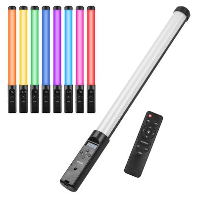 Tube lumineux RVB portatif, baguette lumineuse vidéo LED 3200K-5500K, intensité variable, 9 effets d'éclairage colorés, batterie intégrée avec télécommande