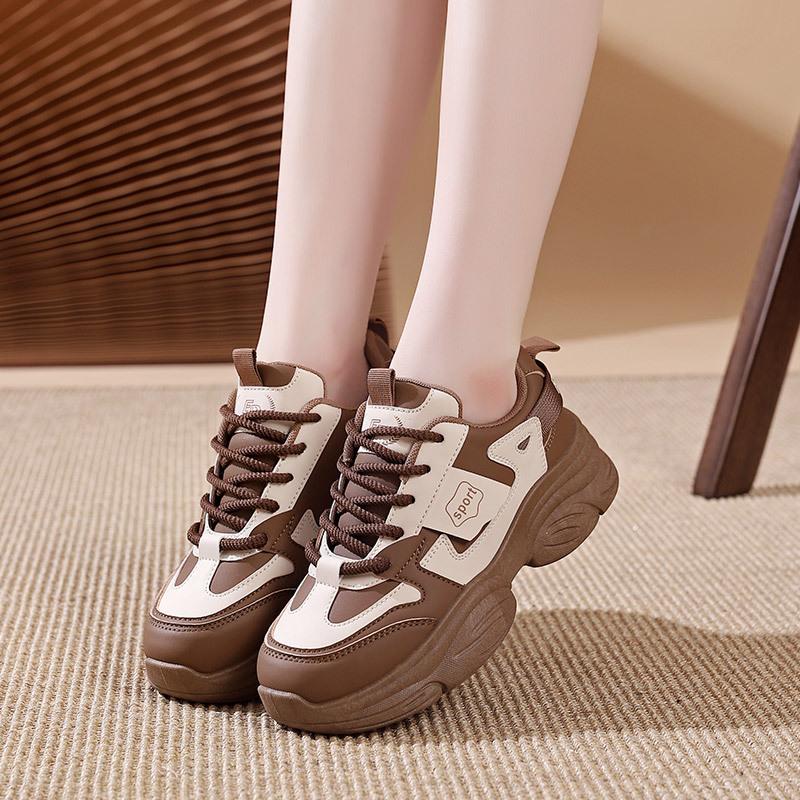 Autumn Student Versatile Platform Dad Shoes Women's Harajuku Niche Design Sense Heightening Board Shoes Lightweight Sports and Leisure Shoes