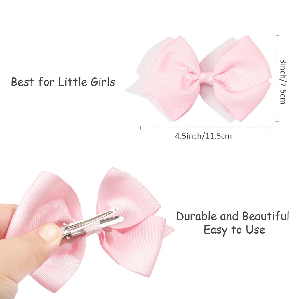 20Pcs 4inch Sweet Candy Color Bow Hair Clip Set for Baby Girls Cute Ribbon Hairpin Kids Headwear Children Hair Accessories Gifts