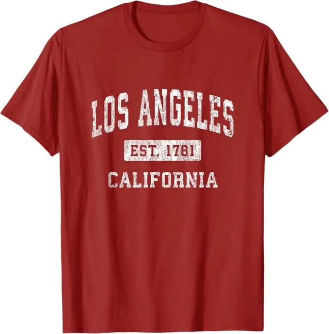 Herren Los Angeles Kalifornien CA Vintage Etabliertes Sportdesign T-Shirt Herren Damen Sommer Mode Vintage Rundhals T-Shirt