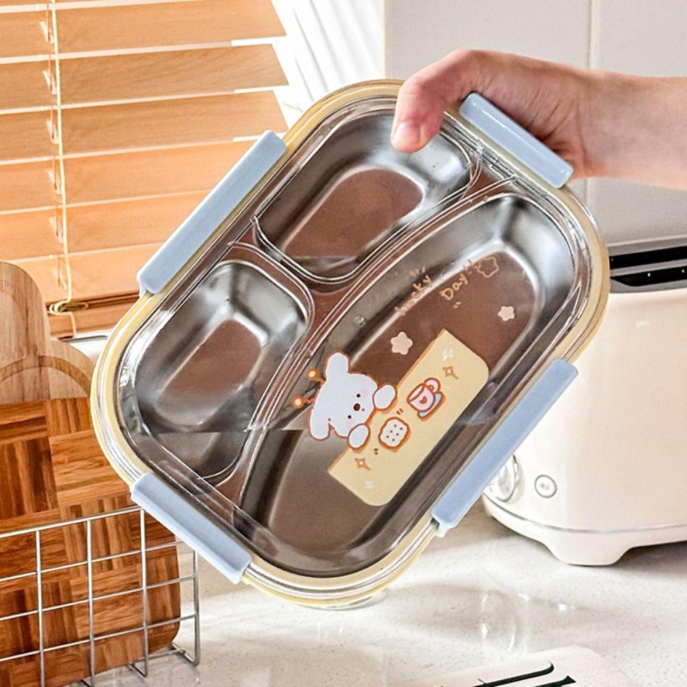Microwave Safe Cute Lunch Container Food Grade Partitioned Lunch Plate Refrigeration Storage