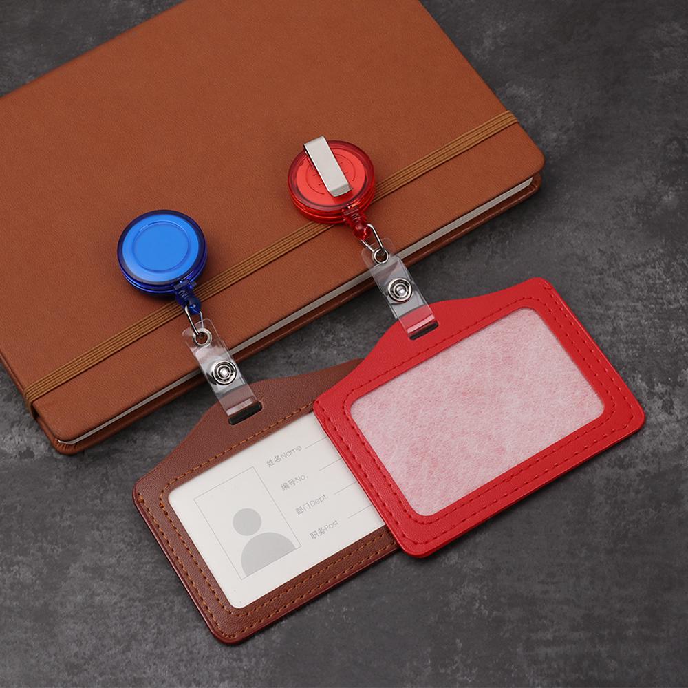 Bank Credit Card Holders Bus ID Identity Cards Case Multicolor Badge with Retractable Reel Work Card Cover PU Leather Cardholder