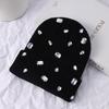 Rhinestone-embellished Pullover Knit Cap Solid Color Skull Cap Rhinestone-adorned Hat  Winter