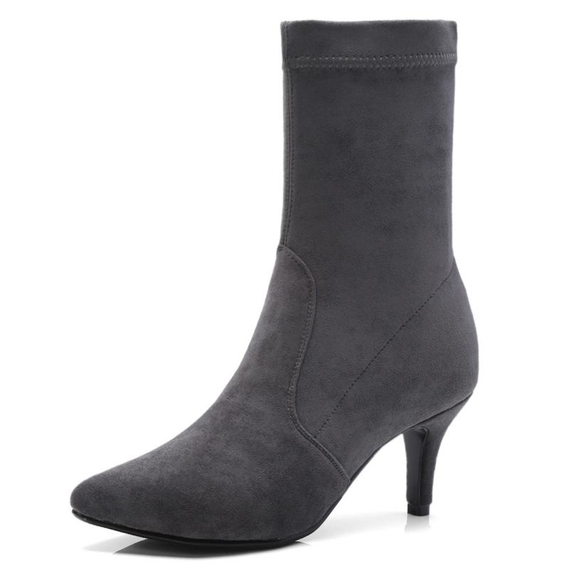 

Замшевые ботильоны для женщин, весенняя обувь, черные, серые, короткие носки-ботинки, осенняя модная обувь на каблуке, обувь для вечеринок и танцев, женская обувь большого размера 39