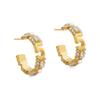 2026 Luxury French Style Number 5 Hoop Earrings - 22K Gold Plated Zircon & Pearl Inlaid Ear Buckles for Women Commuter Jewelry