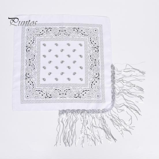 Party Headscarf Sequins Scarf Exquisite Pattern Tassel Design Non-Fading Washable Quick Dry Fringed Bandana Decorative Polyester Women Beautiful for