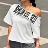 European and American Summer Letter Printed One Collar Slim Fit Short Personalized T-shirt