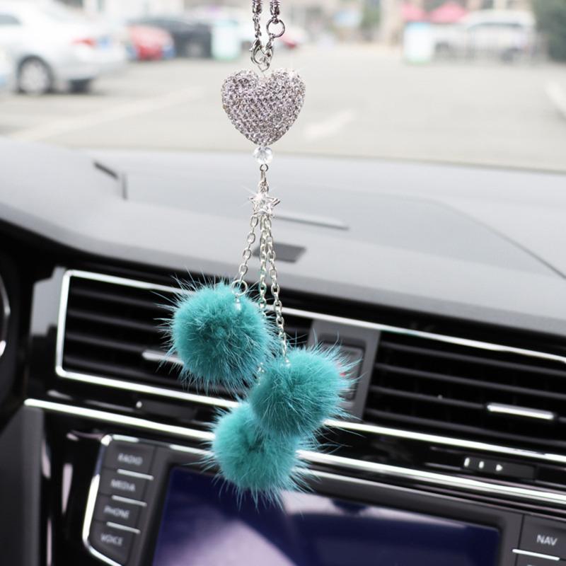 Fashion Diamond Car Accessorie Bling Hairball Pendant Auto Rearview Mirror Pendant Birthday Gift Auto Decoraction Ornaments NEW
