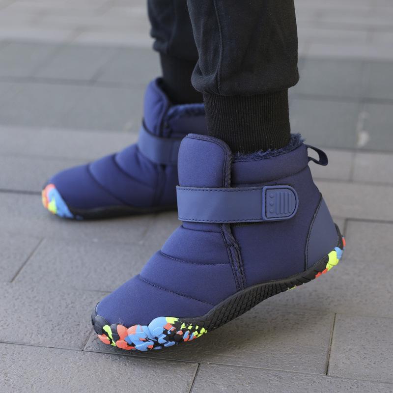 Children High-top Snow Boots Kids Plush Boots Winter Warm Cotton Shoes Anti-slip Casual Walking Shoes Waterproof