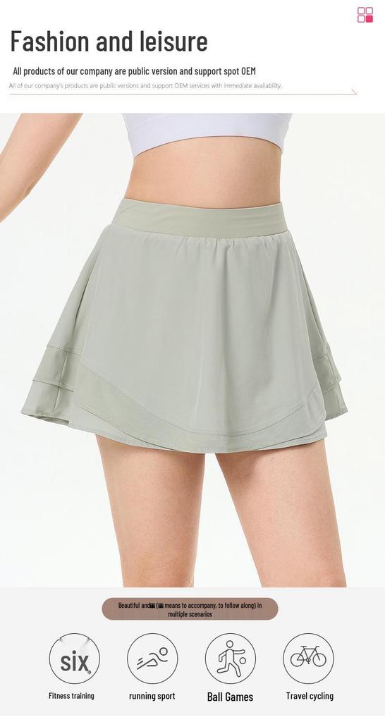 Cross-Border Women's High-Waisted Quick-Dry Sports Skort for Yoga, Fitness, Running, and Dance