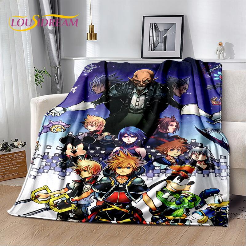 Weiche Plüschdecke mit 3D-Cartoon-Motiv „Kingdom Hearts“, Flanelldecke, Überwurfdecke für Wohnzimmer, Schlafzimmer, Bett, Sofa, Picknick, Kindergeschenk