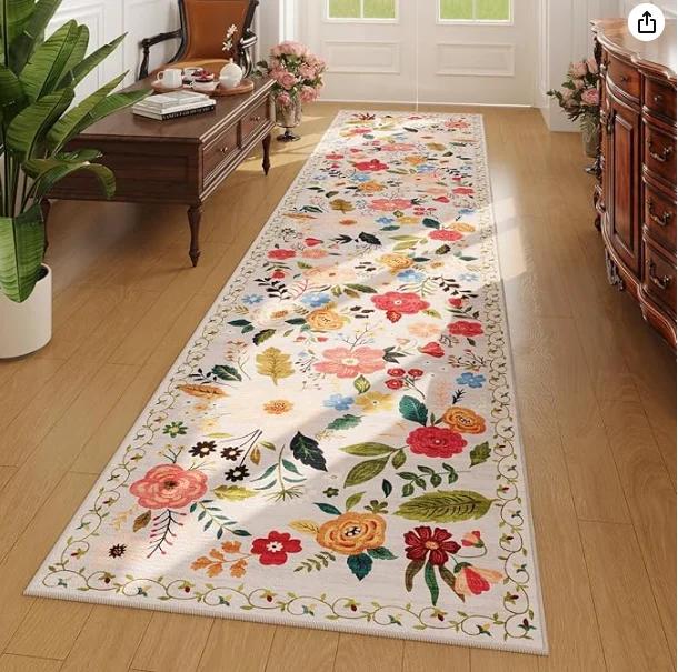 Lodestar Unisex Beige Hallways Kitchen Runner Rug Long Rugs Floral Carpet Runner For Hallways Kitchen Laundry Bedroom Bathroom Home Decoration