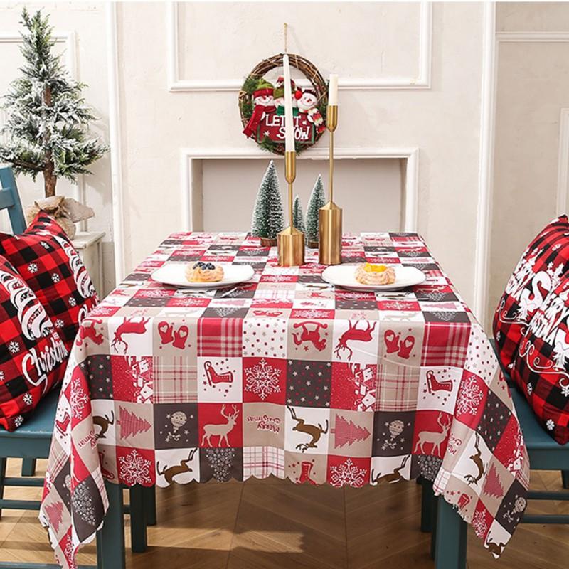 Christmas Rectangle Tablecloth Waterproof Dining Table Cover Tablecloth For New Year Party Navidad Holiday Dinner Decoration