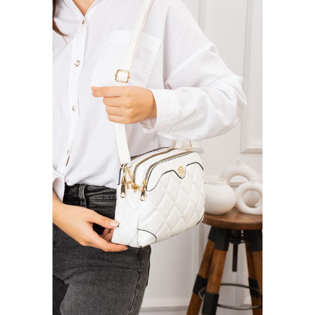 Verstellbare Schulter- und Umhängetasche für Damen mit Kreuzriemen und 4 Fächern