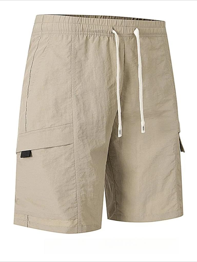 Cotton blend men's casual shorts with drawstring waistband and pants pockets - Lightweight, breathable fabric for summer and outdoor activities