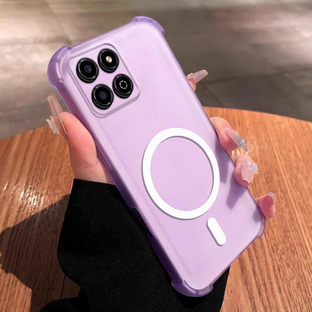 Case for HONOR X7d 5G,X7d 4G,X7c 5G,X7c,X6c,400 Smart 5G,200 Smart Cute Airbag Corner Pastel Matte Magnetic Casing Semi Shockproof Phone Cover