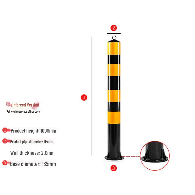 Thickened Steel Pipe Warning Bollard 114x1000x2.0mm Black-Yellow