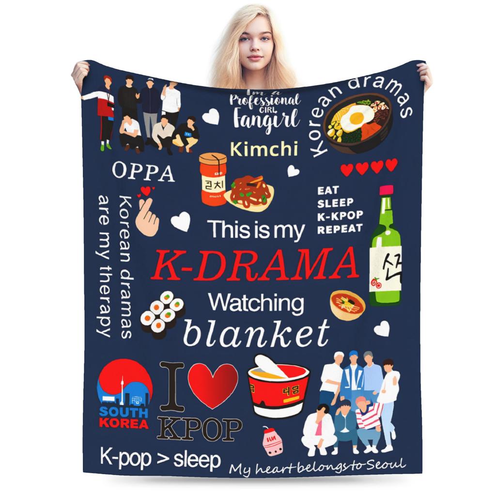 K-Drama K Pop Korean Blanket Quality Super Warm Throw Blanket Winter Child Home Decor Funny Bedspread