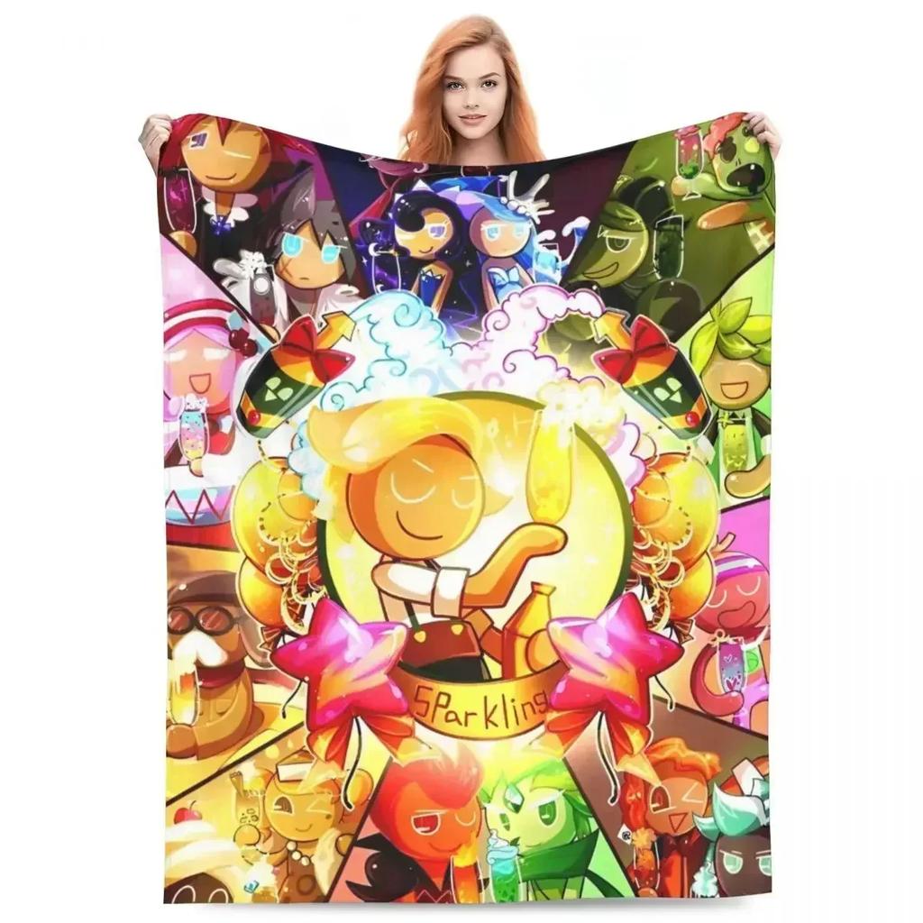 Stardust Cookie Flannel Throw Blankets Cookie Run Kingdom Blanket for Sofa Office Lightweight Thin Bedding Throws