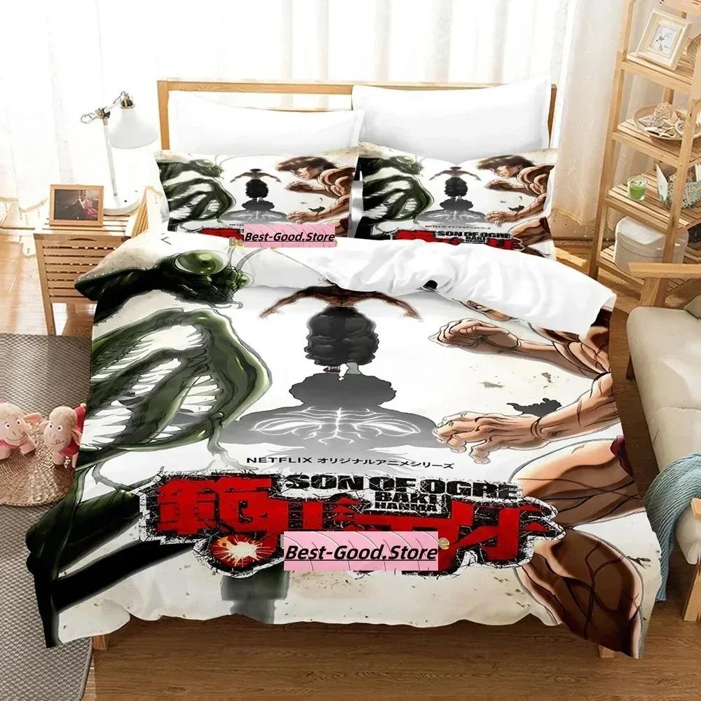 

Baki Hanma Beding Set Printed Bed Linen Set With Pilowcase Bed Soft Duvet Cover Soft Single Double Quen Super King-Sized Dimensionsd Dimensions Bedrom 135*200cm Eu-Single