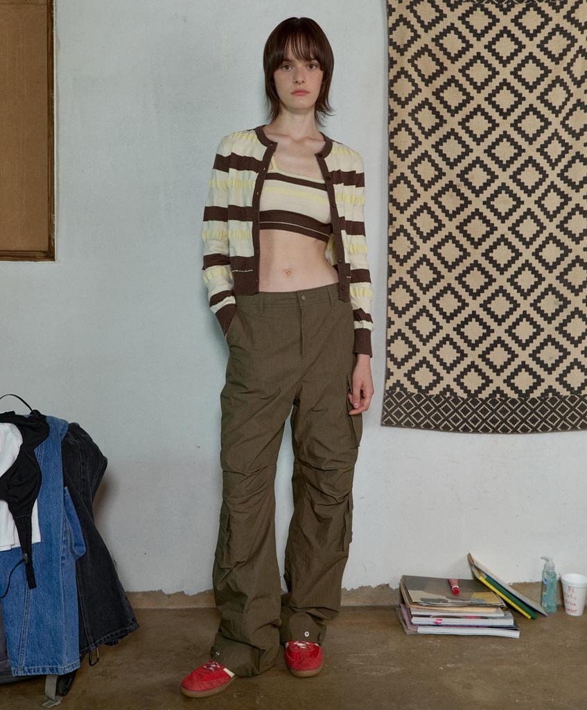 Aobteu Padded Cargo Pants - Khaki Beige