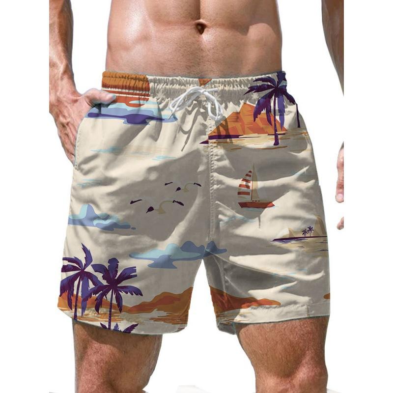 Summer 3D Beach Scenery Print Shorts Fashionable Casual Beach Men's Shorts