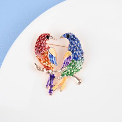 New Double Bird Multicolour Drip Oil Alloy Brooch For Women Lovely Animal Party Casual Brooch Pins Gifts
